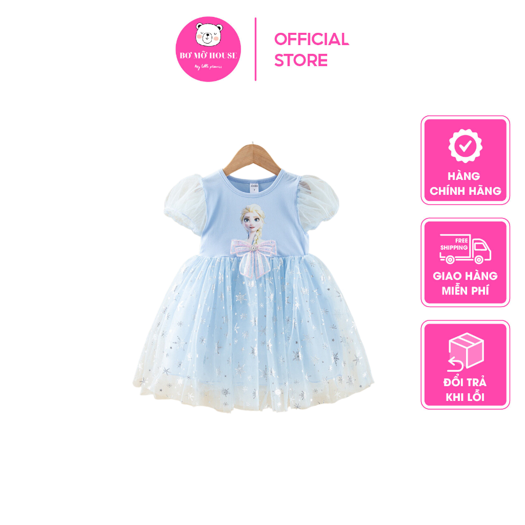 Váy công chúa elsa hoa tuyết cực xinh, màu sắc tươi sáng