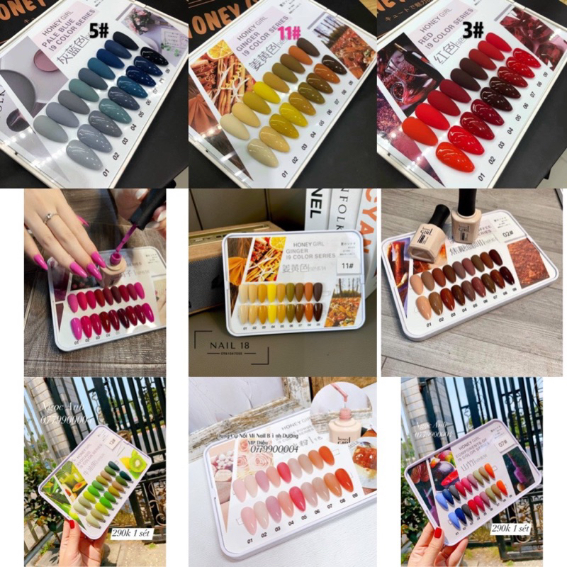 Set 9 màu honey siêu đẹp rất nhiều set,mời khách lưạ 💅tặng luôn bản màu sơn sẵn💅💅💅