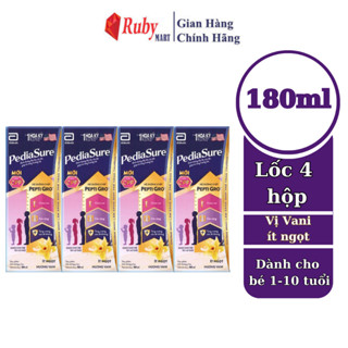 Lốc 4 hộp sữa nước Pediasure hương vani ít ngọt 180ml