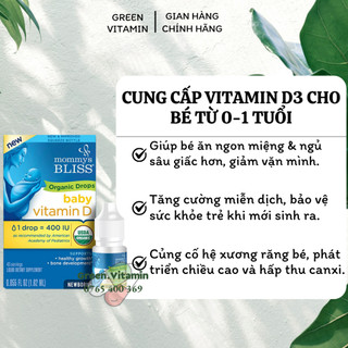 Cung cấp vitamin d3 cho bé từ 0-1 tuổi mommy's bliss organic drops vitamin d3 1,62ml