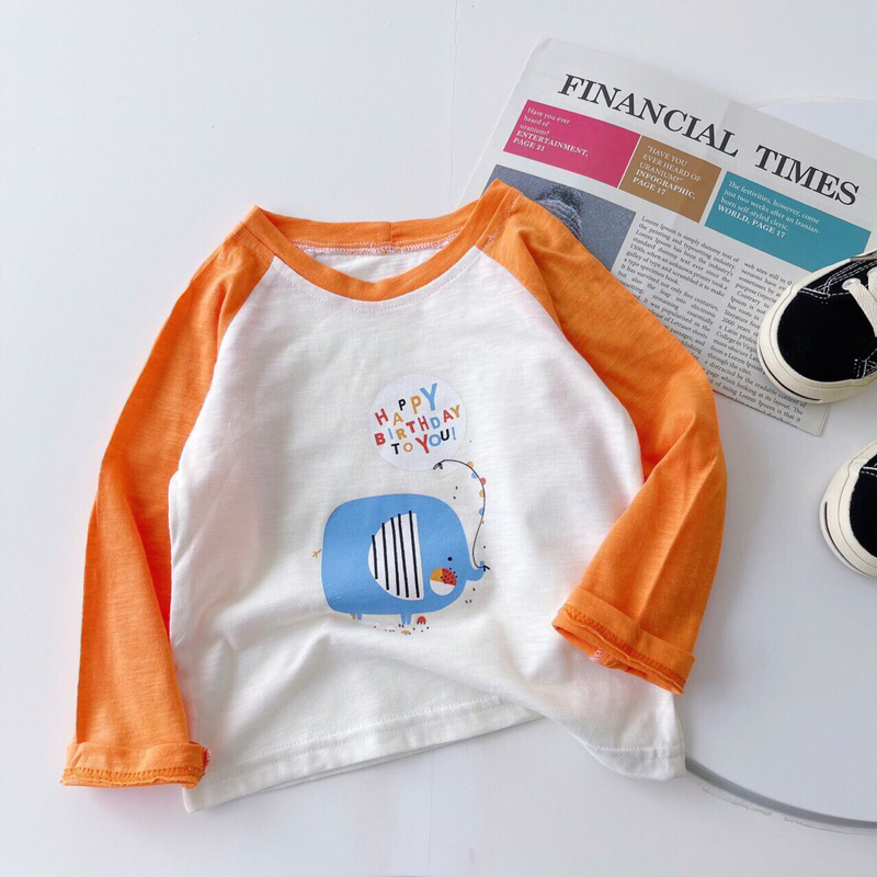 Áo cotton xước dài tay họa tiết dễ thương cho bé trai và bé gái
