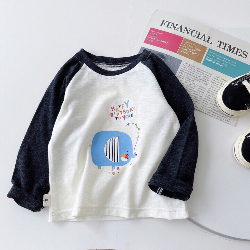 Áo cotton xước dài tay họa tiết dễ thương cho bé trai và bé gái