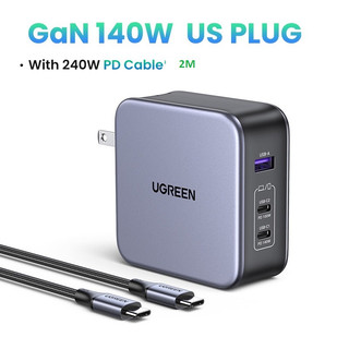 Củ sạc nhanh ugreen gan đa cổng 140w usb type c pd3.1 thích hợp cho macbook/ lenovo/chromebook/iphone/xiaomi/samsung