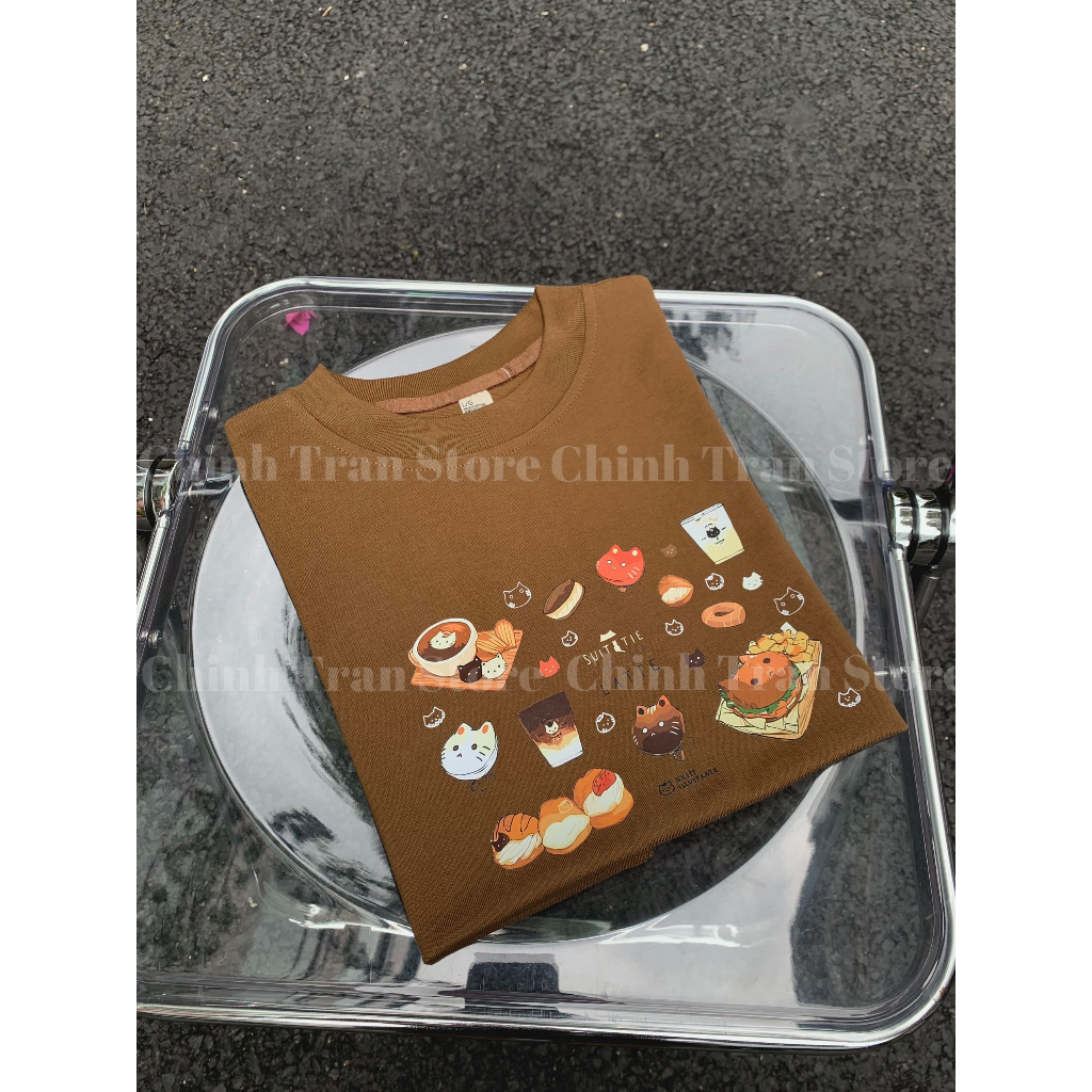 Áo Thun Babytee In Hình Mèo Nâu Chất Cotton 100% mềm mịn thoáng mát. Chinh Trần Store