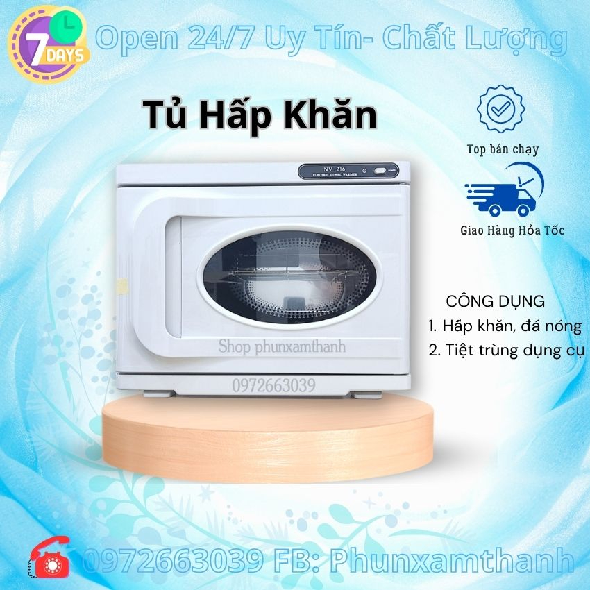 Tủ Hấp Khăn Nóng spa, Tiệt Trùng Dụng Cụ NV-216 Có Kính, Hàng Loại 1.
