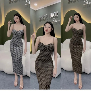 D381 - Đầm Body Cúp V1 Hoạ Tiết Ngọc Lucie Store