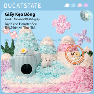  Giấy bông Bucatstate lót chuồng cho chuột hamster,sóc,nhím,thú nhỏ,giấy bông mềm mại không bụi bảo vệ hệ hô hấp 400g 
