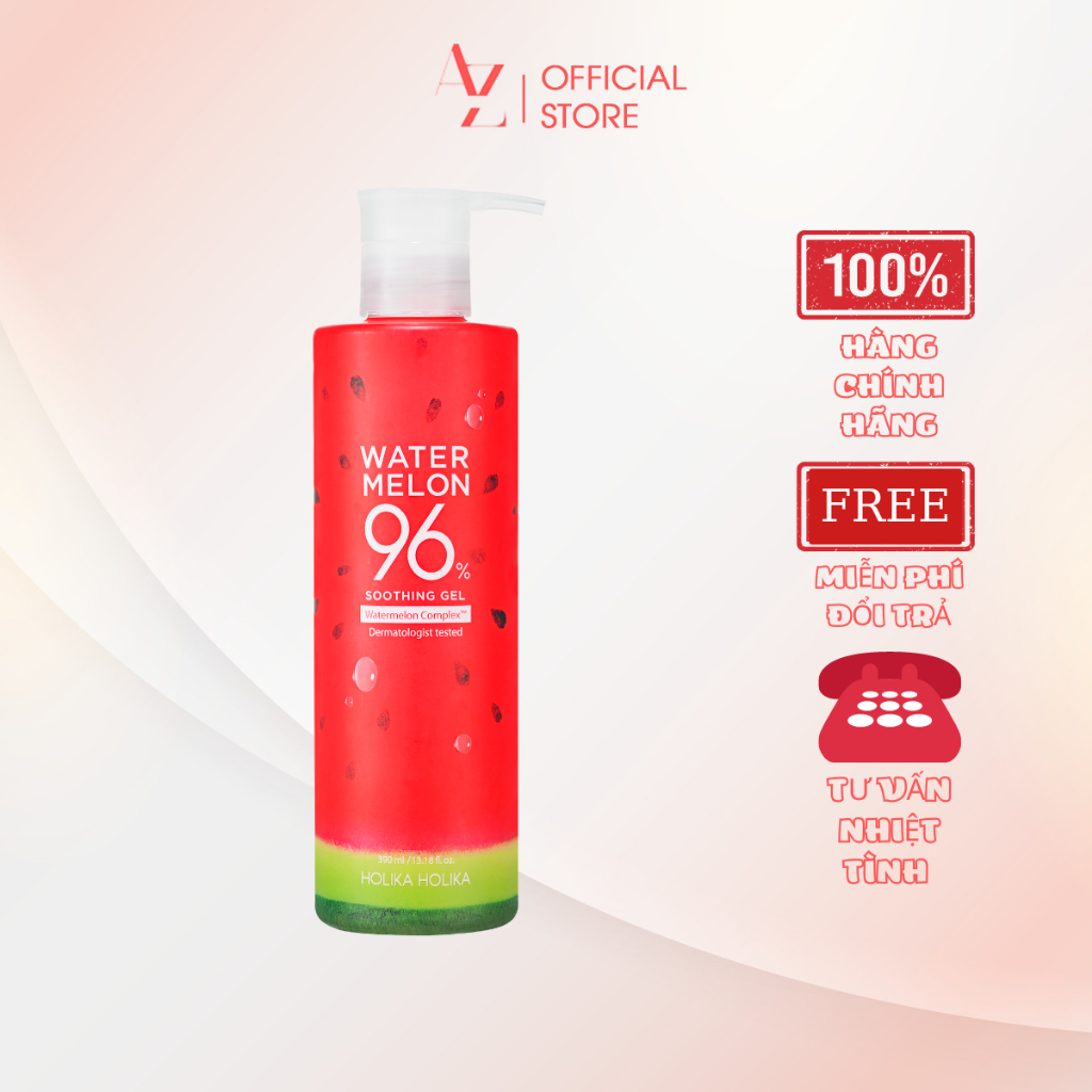 Gel dưỡng da đa năng chiết xuất dưa hấu Holika Holika Watermelon 96% Soothing Gel cấp ẩm làm dịu da 390ml - 7125