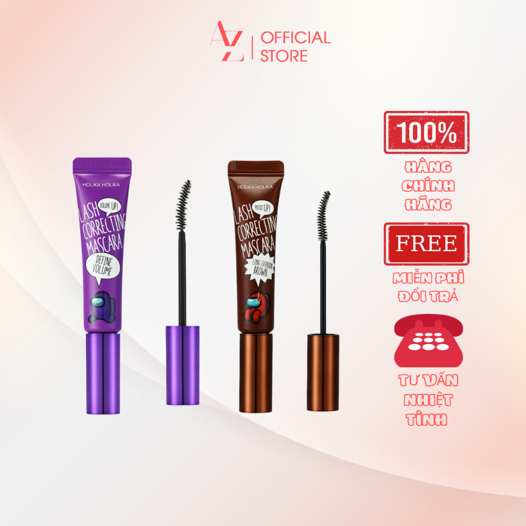 Set 2 chiếc mascara không trôi, làm dày và cong mi kèm tẩy trang chuyên dụng Holika Holika