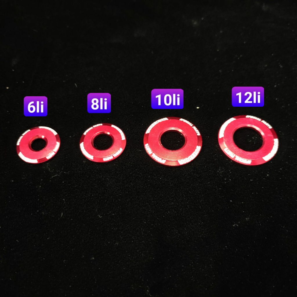 Lông Đền Miếng Nhôm Màu Đỏ 6li, 8li, 10li, 12li, 15li, 6li lốc máy, 5li áo winner