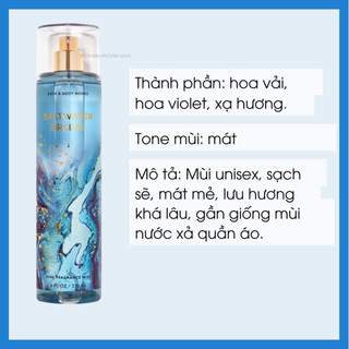 Bộ Sản Phẩm Mist Xịt Toàn Thân, Gel Tắm, Lotion BBW Saltwater Breeze Từ Mỹ