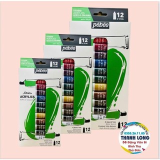 Hckt bộ màu vẽ acrylic pebeo - 12 màu x 12ml