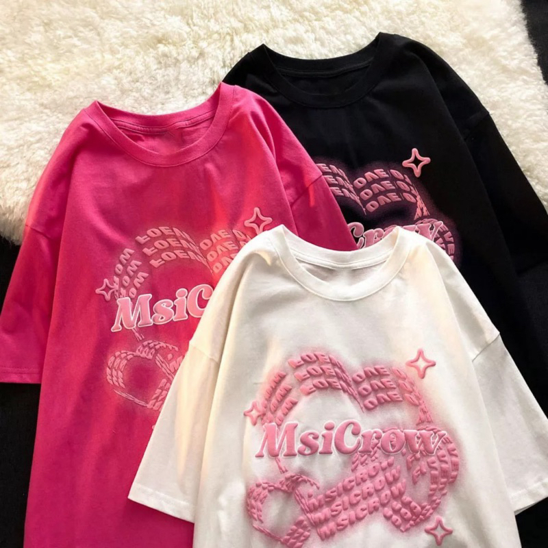 Áo thun trái tim Msicrow 3158 in nổi CH6