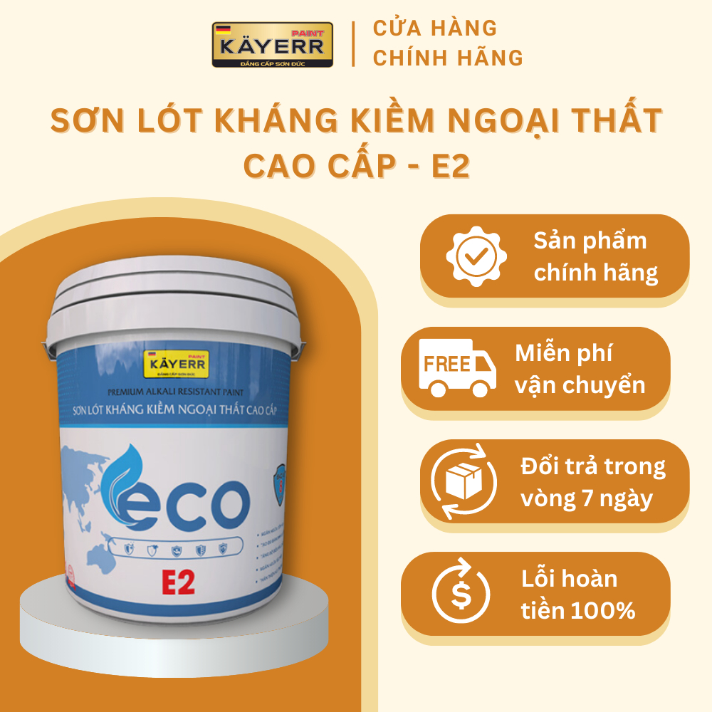 Sơn lót kháng kiềm ngoại thất cao cấp ECO E2 5 lít tăng độ bám dính chống nấm mốc an toàn dễ sử dụng