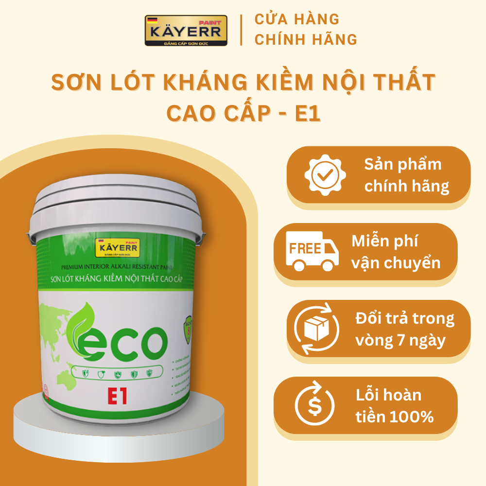 Sơn lót kháng kiềm nội thất cao cấp ECO E1 5 lít tăng độ bám dính tạo bề mặt nhẵn mịn bảo vệ tường nhà