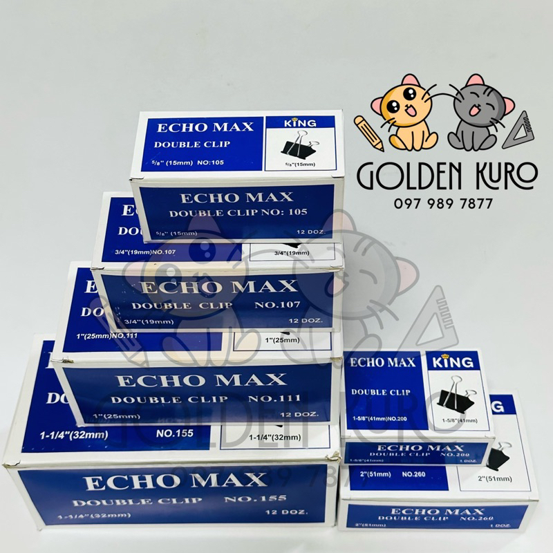 Hộp 12 cái Kẹp bướm đen hiệu ECHO MAX 15mm 19mm 25mm 32mm 41mm 51mm