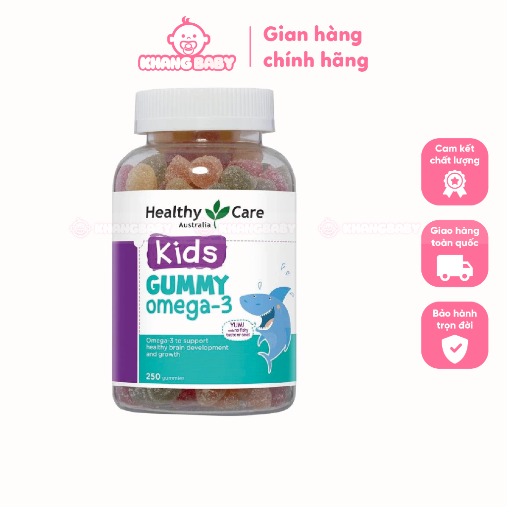 Kẹo dẻo Gummy Omega-3 Healthy Care Úc 250 viên 2Y+ - Shop Khang Baby