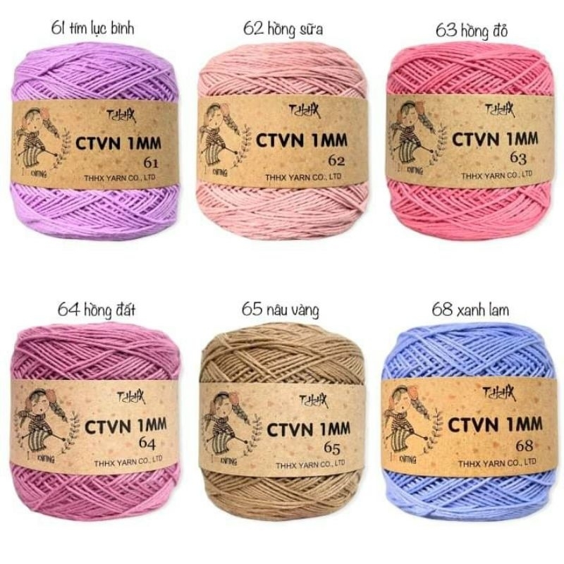 Sợi Cotton Việt Nam 1mm se tròn bóng đẹp hiệu cô gái màu 48-80