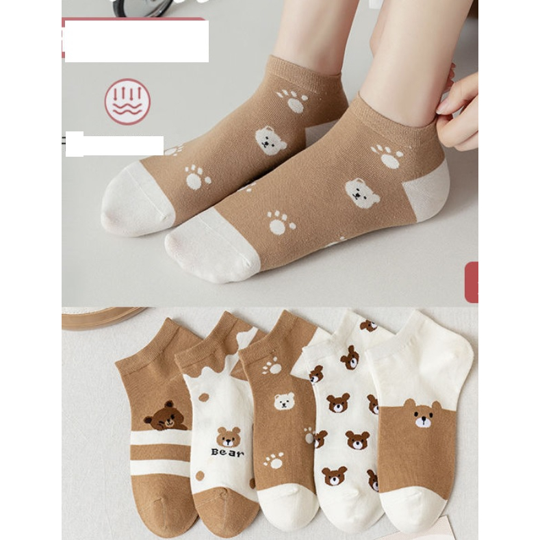 Combo 5 Đôi Tất Vớ Nữ Cực Rẻ Kiểu Dáng Phong Cách Hàn Quốc Cực Dễ Thương Chất Mềm Mịn