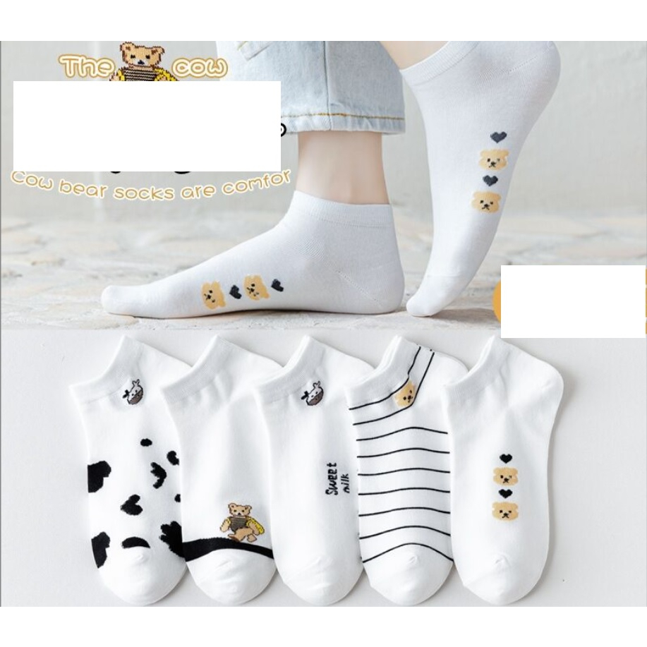 Combo 5 Đôi Tất Vớ Nữ Cực Rẻ Kiểu Dáng Phong Cách Hàn Quốc Cực Dễ Thương Chất Mềm Mịn