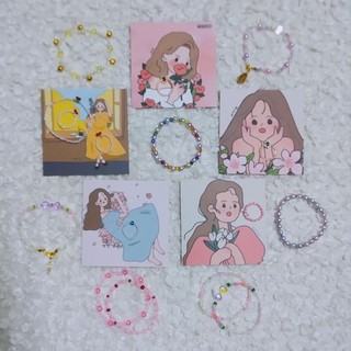 Nhẫn/vòng tay hạt cườm nhiều kiểu màu pastel xinh xắn