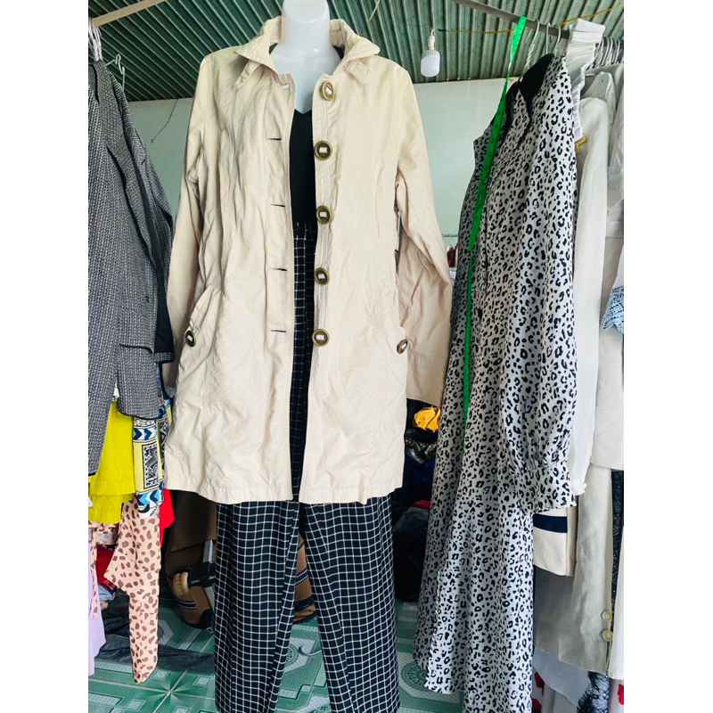 Khoác mangto dáng dài chất kaki lụa xịn