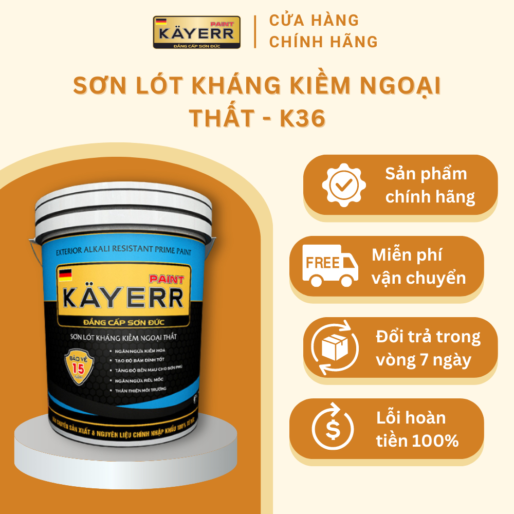 Sơn lót kháng kiềm ngoại thất KAYERR K36 5 lít bám dính cực tốt tăng độ bền màu - an toàn dễ sử dụng