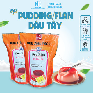 Bột pudding dâu hucha bịch 1kg, nguyên liệu hucha