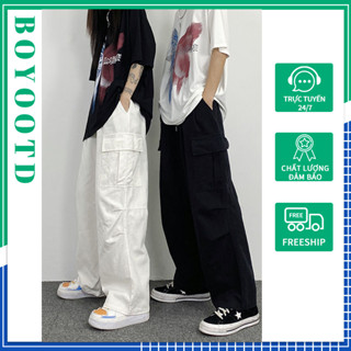 quần túi hộp kaki quần Quần cargo pants nam ống rộng túi hộp đen boy phố dáng rộng suông quần dài nam nữ Unisex fashion