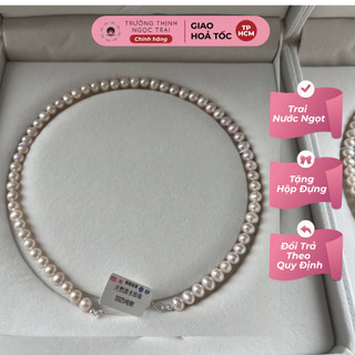 Chuỗi ngọc trai 6ly tròn đều 5a khóa bạc 925 sang trọng, tinh tế - ngọc trai trường thịnh