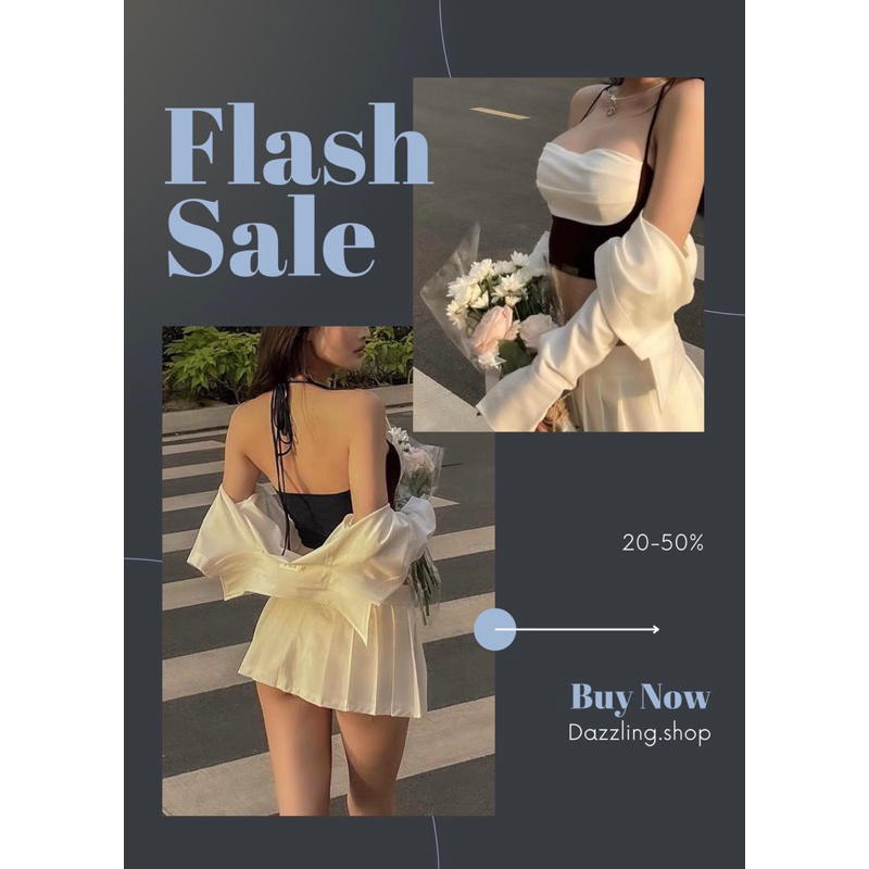 Áo croptop cột dây đen trắng sexy