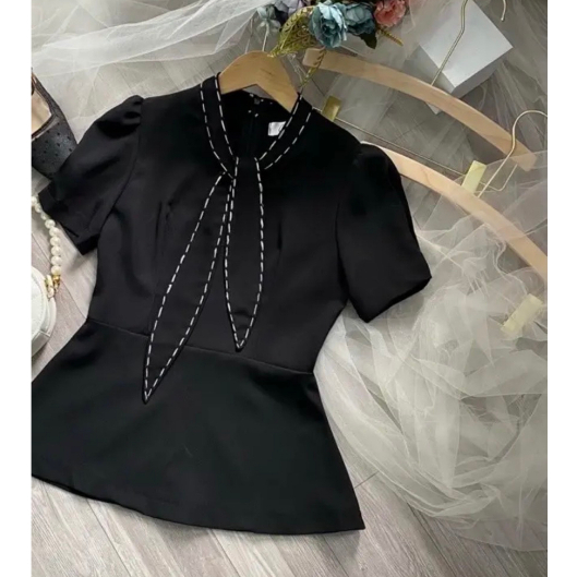 1 áo sơ mi chất tuyết mưa peplum nơ én đột chỉ điệu đà