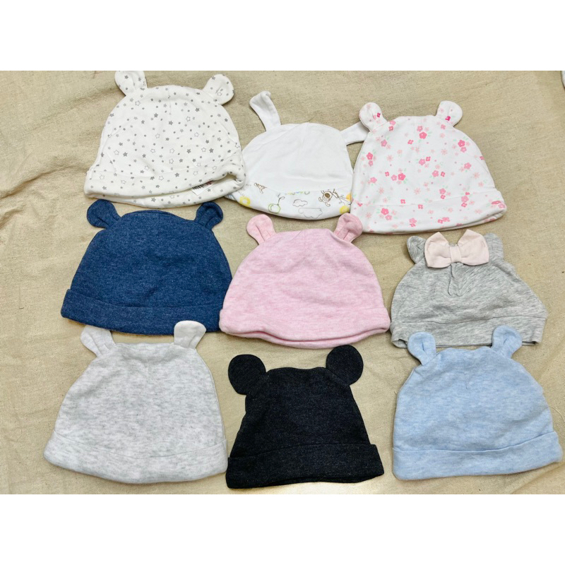 Mũ sơ sinh cotton xuất dư cho bé nhiều hãng size 0-6m