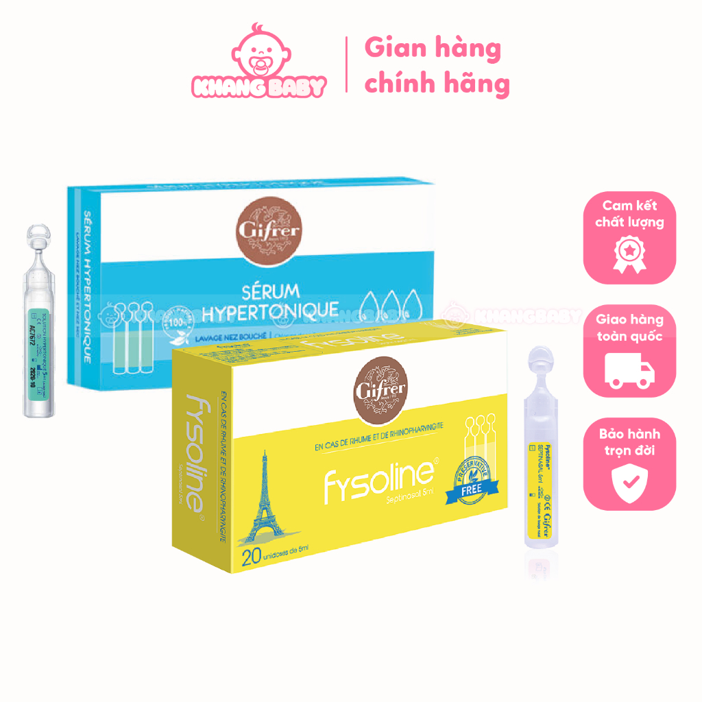 Muối sinh lý Fysoline Pháp vàng xanh 20 ống - Shop Khang Baby