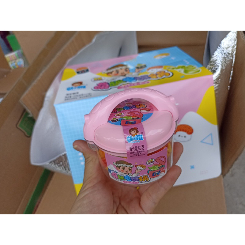 Hộp 12 lọ kẹo dẻo hambeger hình nồi cơm điện 2 ngăn