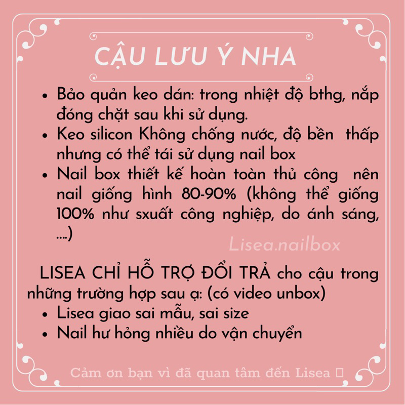 Nail box thiết kế ÁNH NGỌC  by LISEA - Tặng kèm keo dũa Móng tay giả Móng úp Nailbox đáng yêu sang chảnh