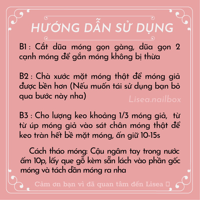 Nail box thiết kế ÁNH NGỌC  by LISEA - Tặng kèm keo dũa Móng tay giả Móng úp Nailbox đáng yêu sang chảnh