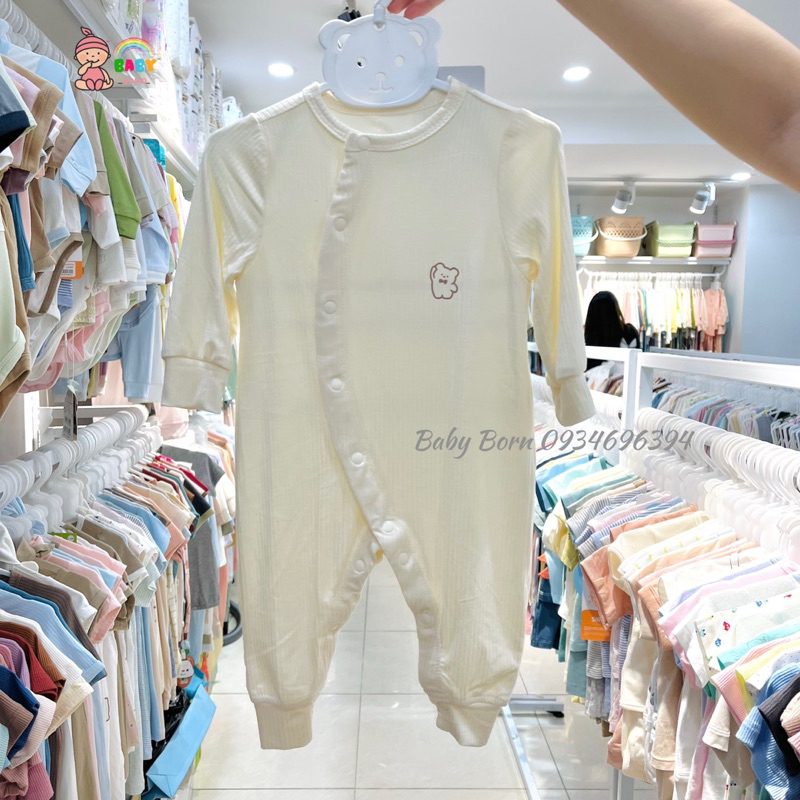 Anminaza - Body dài tay cài lệch tăm tre mềm mịn cho bé AMI0085
