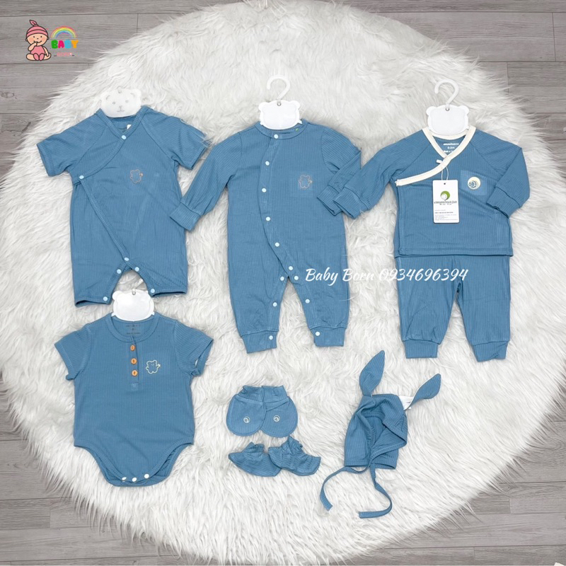 Anminaza - Body dài tay cài lệch tăm tre mềm mịn cho bé AMI0085