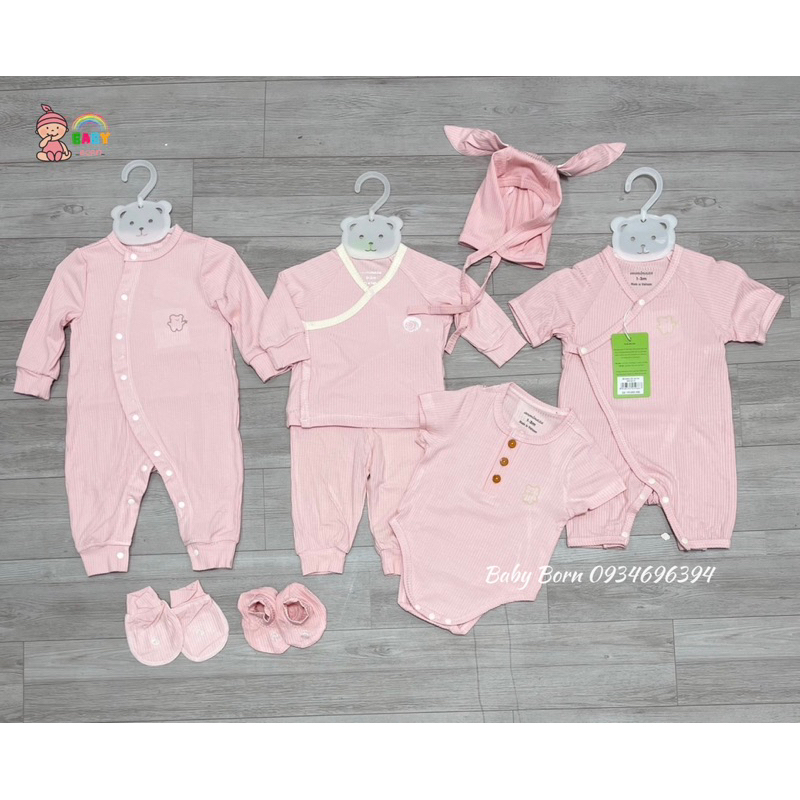 Anminaza - Body dài tay cài lệch tăm tre mềm mịn cho bé AMI0085