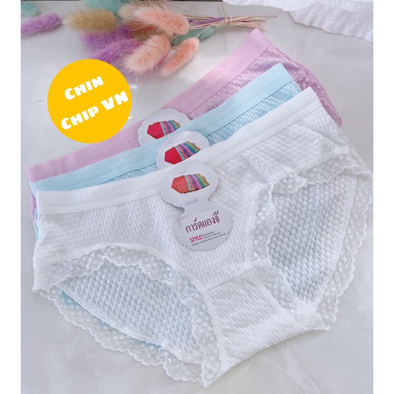 Quần lót cotton thái lan mịn quan lot nu lưng cao thun lạnh quần ren quần lót su thun lạnh thông hơi nữ bigsize