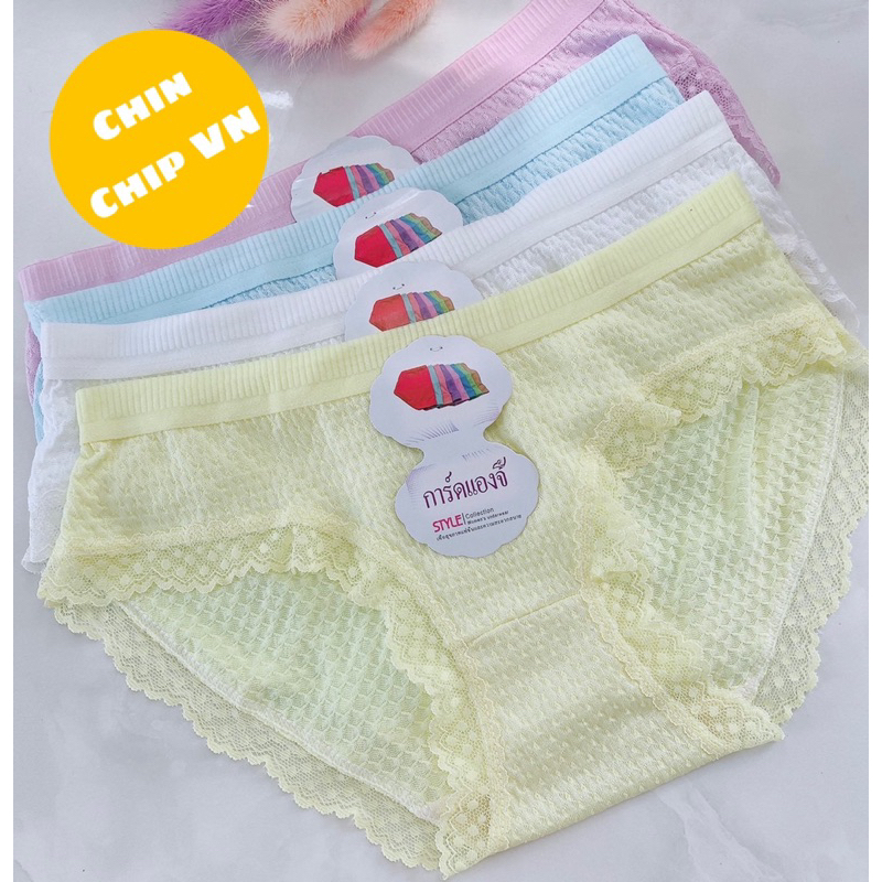 Quần lót cotton thái lan mịn quan lot nu lưng cao thun lạnh quần ren quần lót su thun lạnh thông hơi nữ bigsize