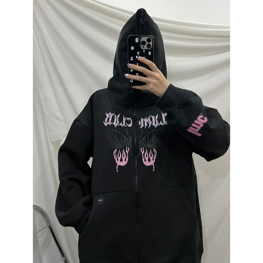 ÁO HOODIE ZIP ĐEN BUTTERFLY B2 LUMIHOUSE