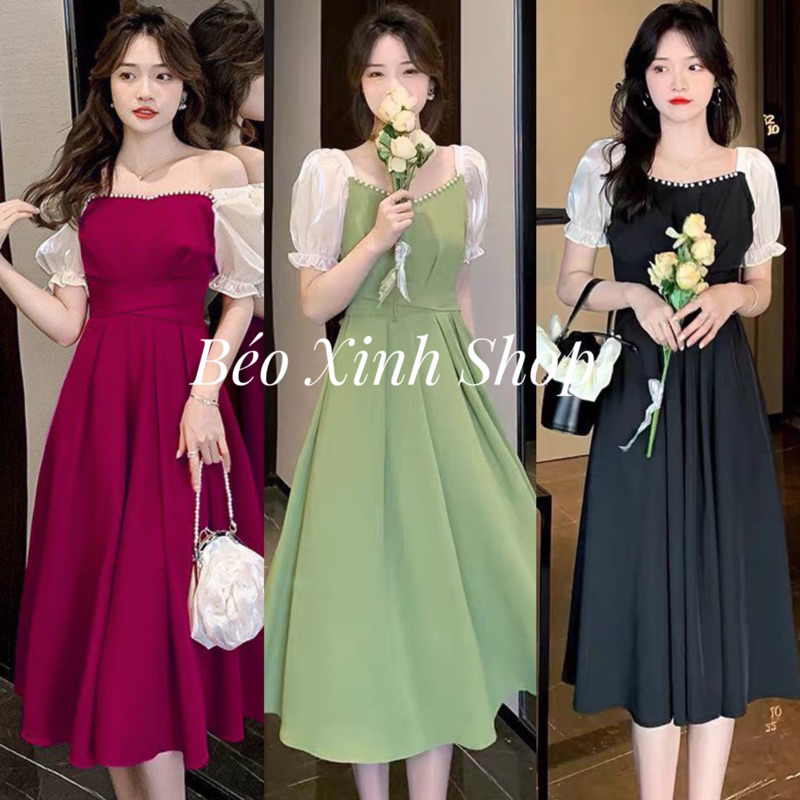 Thời Trang Bigsize Váy Dự Tiệc 50 - 100Kg Vải Cotton Lạnh Cao Cấp Thanh Lịch