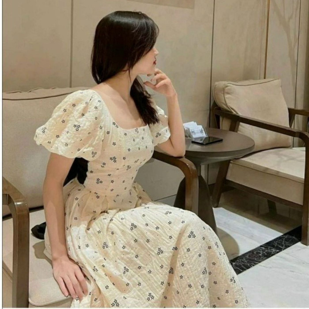 Đầm váy nữ maxi dáng dài xốp hoa nhí  cực xinh, Set bộ nữ áo croptop 2 dây mix chân váy maxi T1098