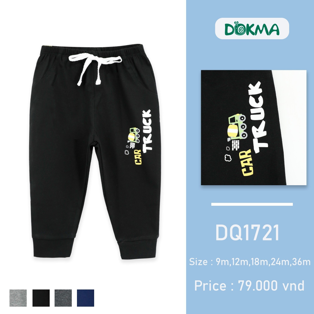 Quần dài bé trai cotton bo gấu Dokma