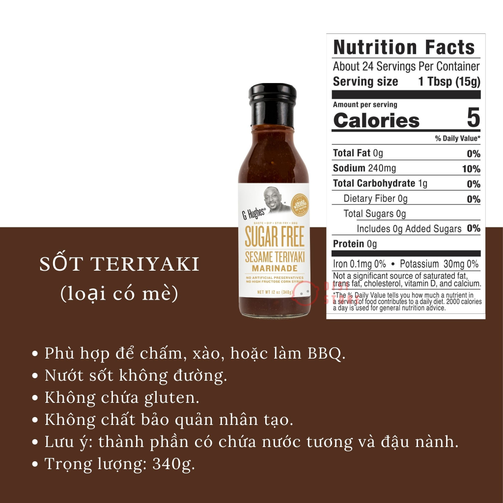 Sốt Teriyaki / Sốt Ướp Thịt Xào Rau Củ G HUGHES Mỹ Gia Vị Ăn Kiêng Eat Clean Keto Không Đường - DISI