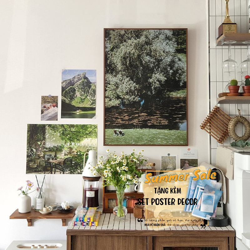 Tranh treo tường Little Rooms phụ kiện decor poster ảnh vintage trang trí phòng bàn học quán cafe tranh vải canvas