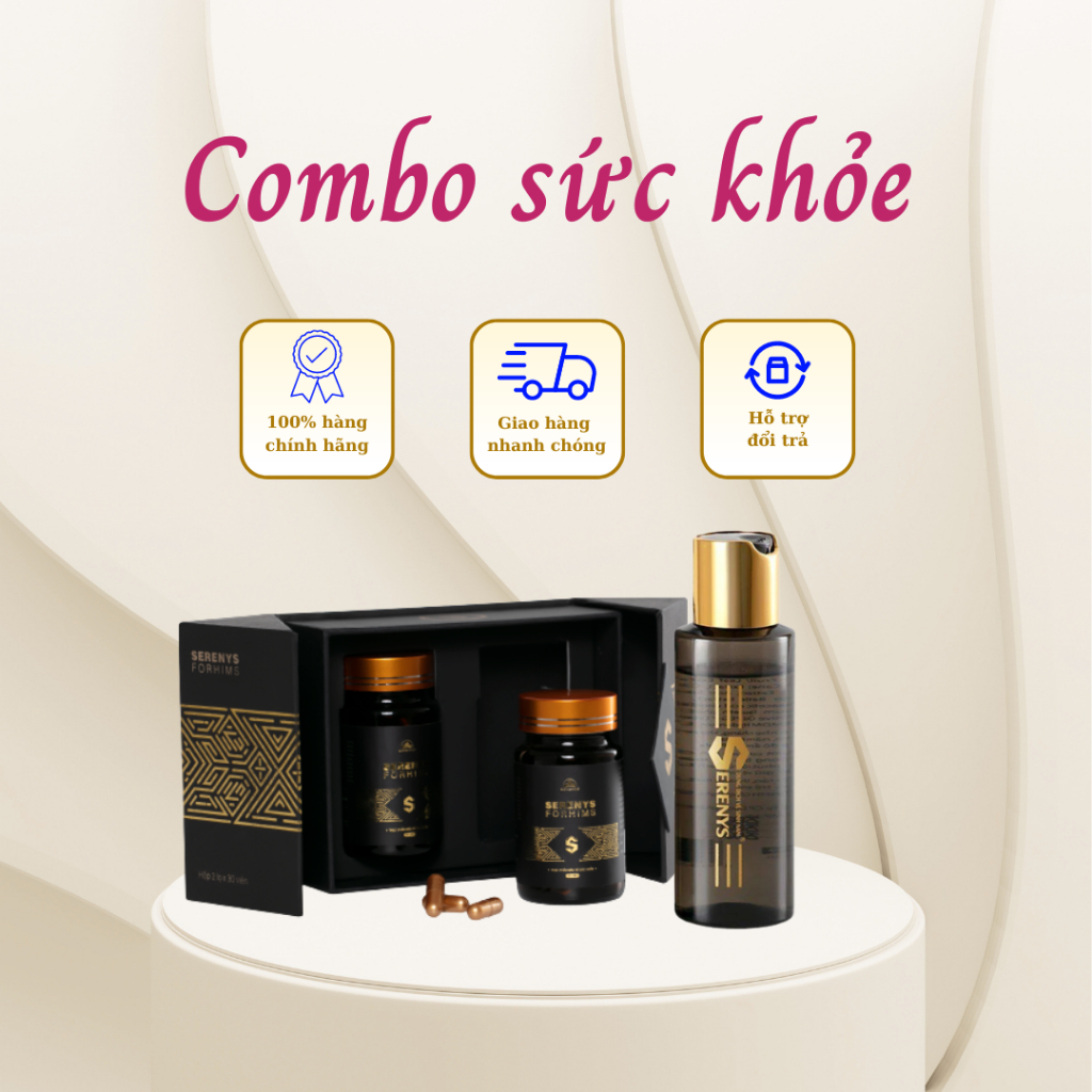 Combo Sức Khỏe - Viên Uống Bổ Thận Và Dung Dịch Vệ Sinh Serenys Làm Sạch Và Tăng Cường Sinh Lý Nam - Hàng Chính Hãng