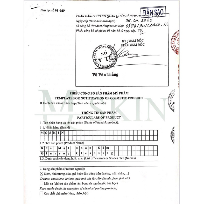 Combo tái tạo da nhân sâm MQ SKIN sạch mụn , sẹo , nám , tàn nhang